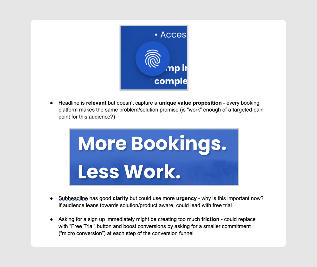 Example of me doing LIFT analysis early in project